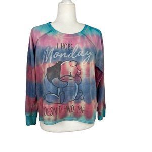 EYC Disney Winnie the Pooh I Hope Monday Doesn't Find Me Sleepwear Tye dye Top S